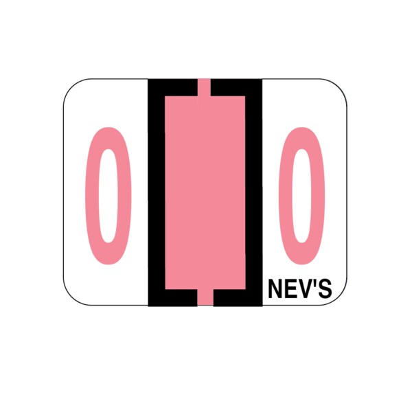 Nevs Tabbie - Filing Labels - Number 0 1" x 1-1/4" Pink XN-T-0 - main